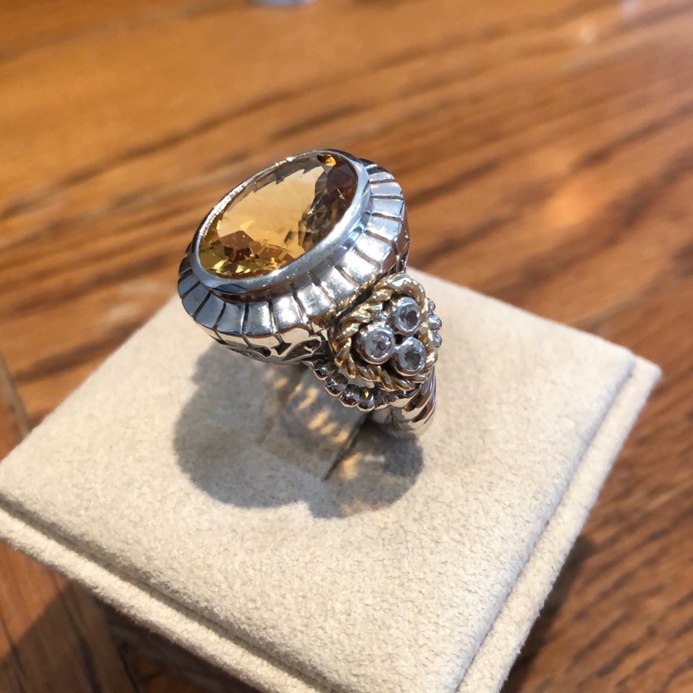 Citrine white gold /sterling silver rind
